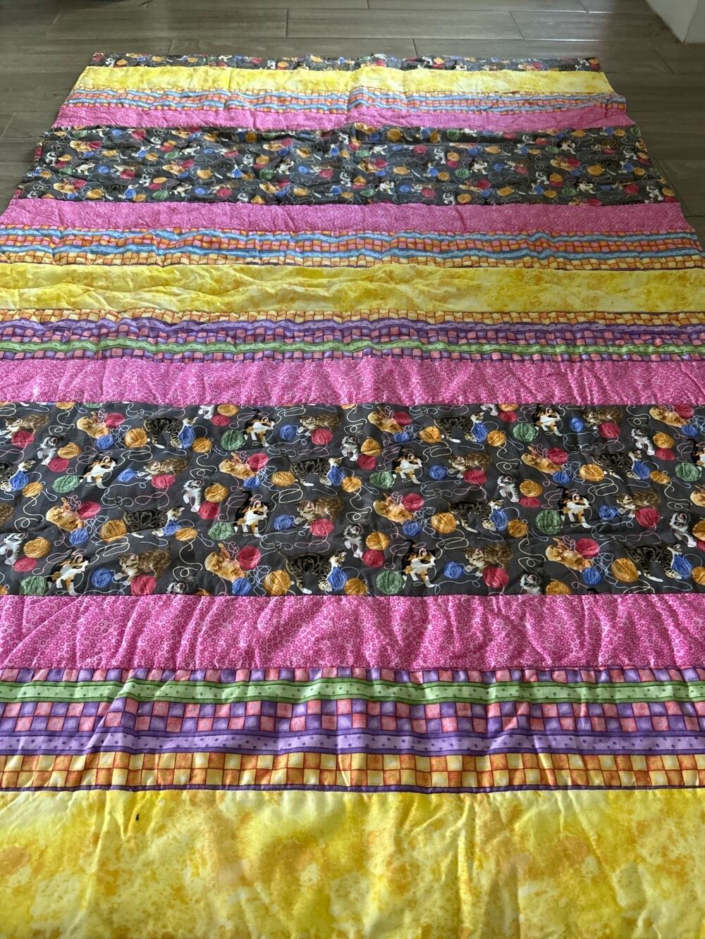 Handmade Quilt featuring Kittens 39x61”